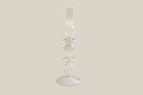 Gabrielle Glass Taper Candle Holder Pink