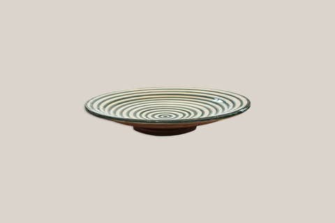 Ceramic Dinner Plate Striped Green